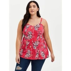 Torrid Fit And Flare Rayon Slub Button-Front Cami